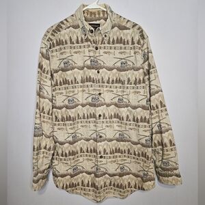 Woolrich vintage fishing print flannel button down